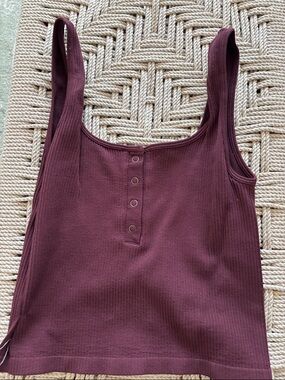 Aeropostale Burgundy Ribbed Henley Tank